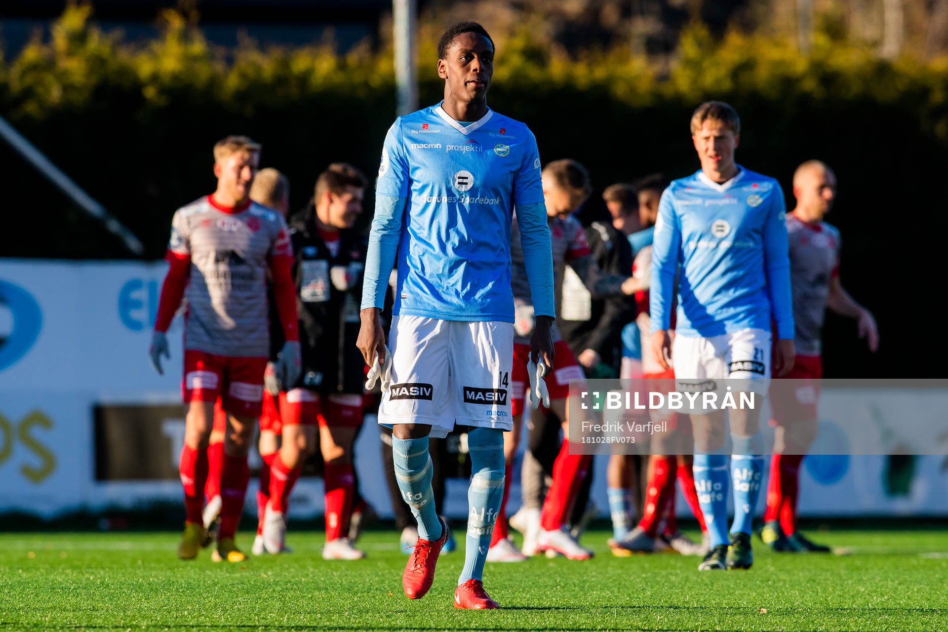 Akinsola Akinyemi of Sandnes Ulf looks dejected
