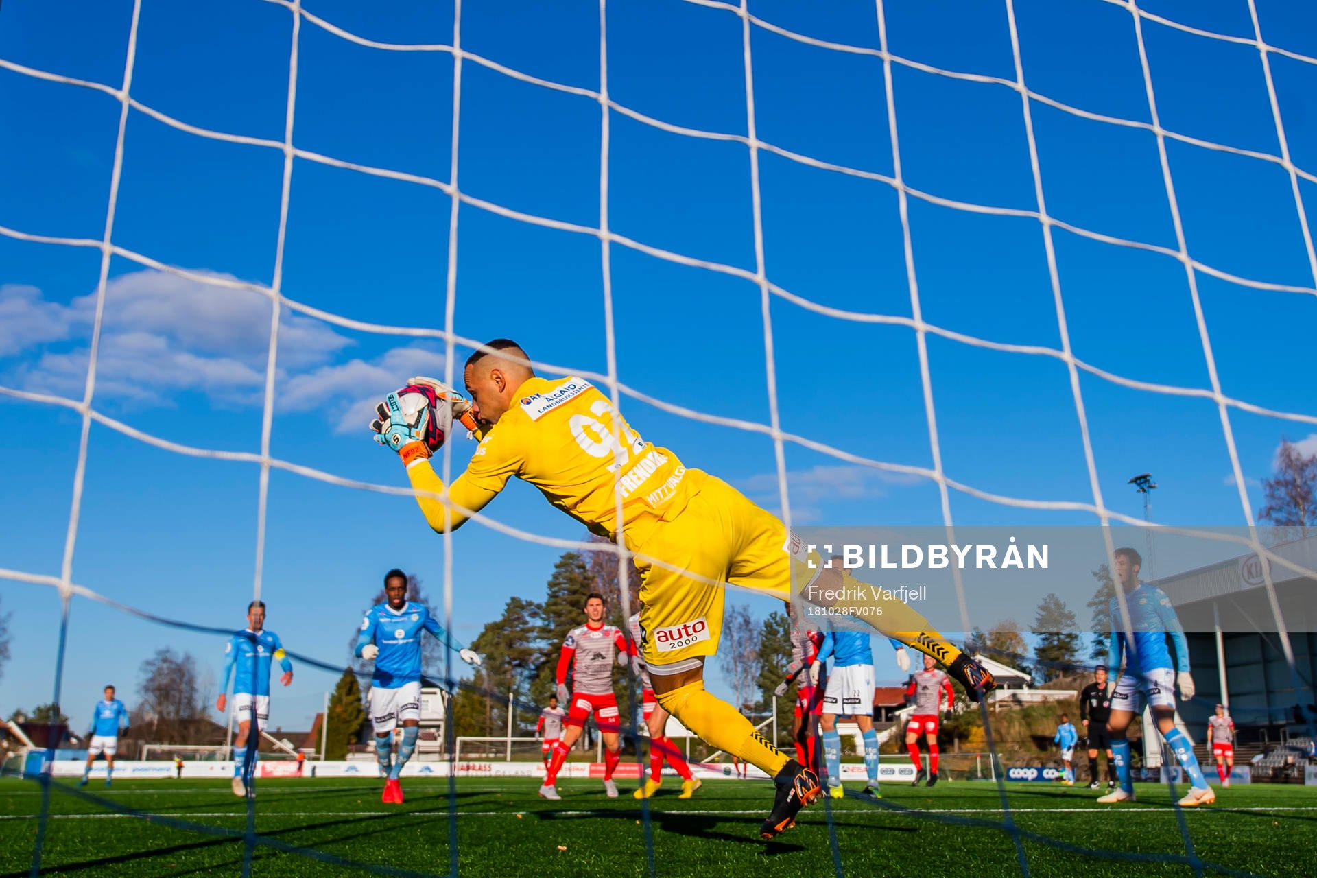 Goalkeeper Nicklas Frenderup of Sandnes Ulf with a save