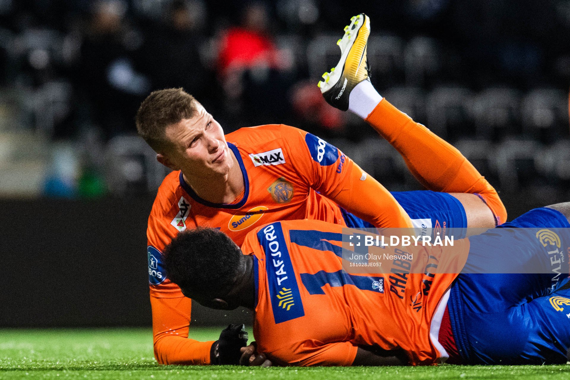 Hólmbert Fridjónsson and Pape Habib Gueye of Aalesund