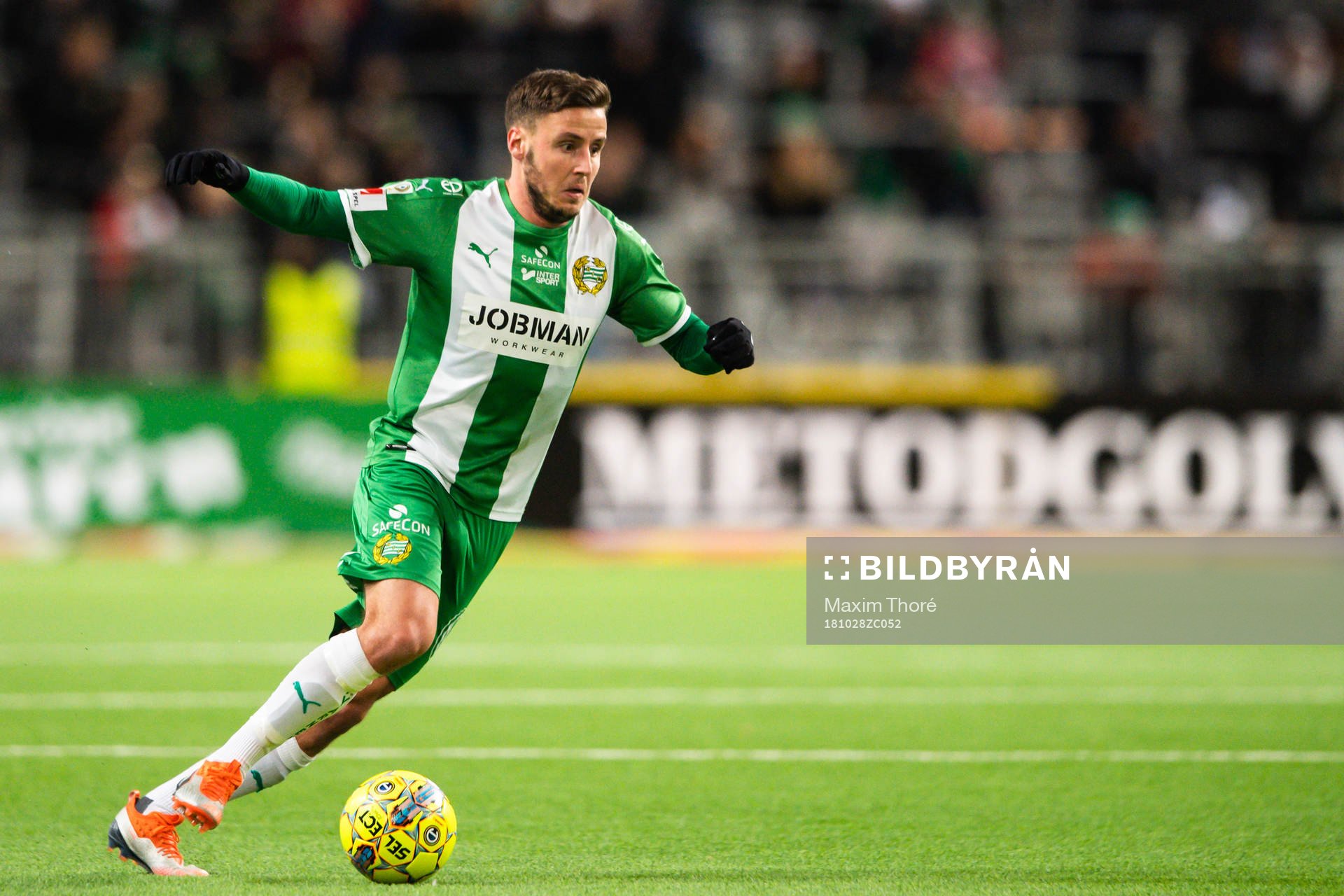 Hammarbys Jeppe Andersen under fotbollsmatchen i Allsvenskan mellan Hammarby och Kalmar den 28 oktober 2018 i Stockholm. 