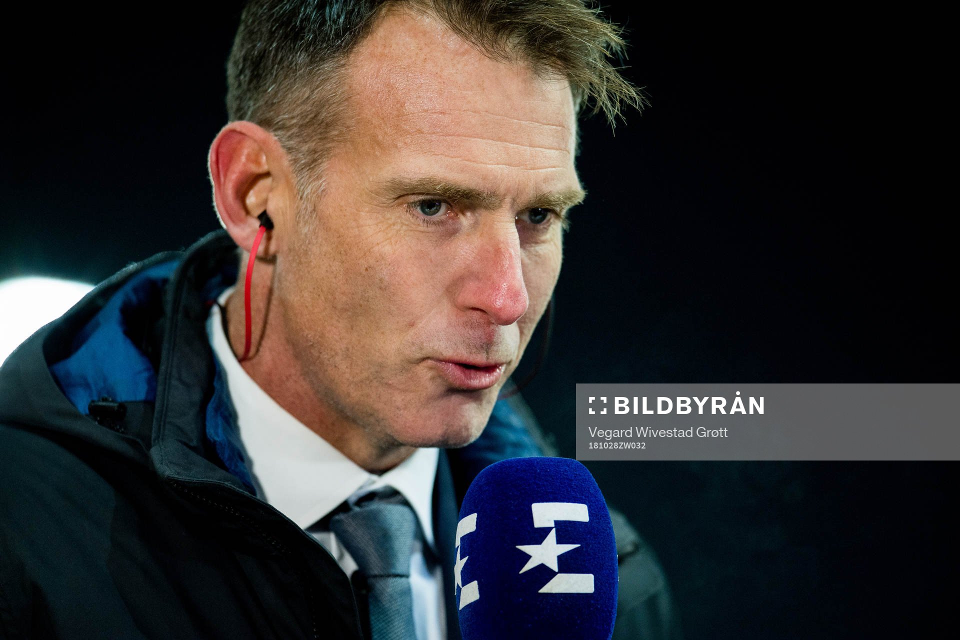 Carsten Skjelbreid, host of Eurosport, ahead of the Eliteserien match between Brann and Rosenborg on October 28, 2018 in Bergen.