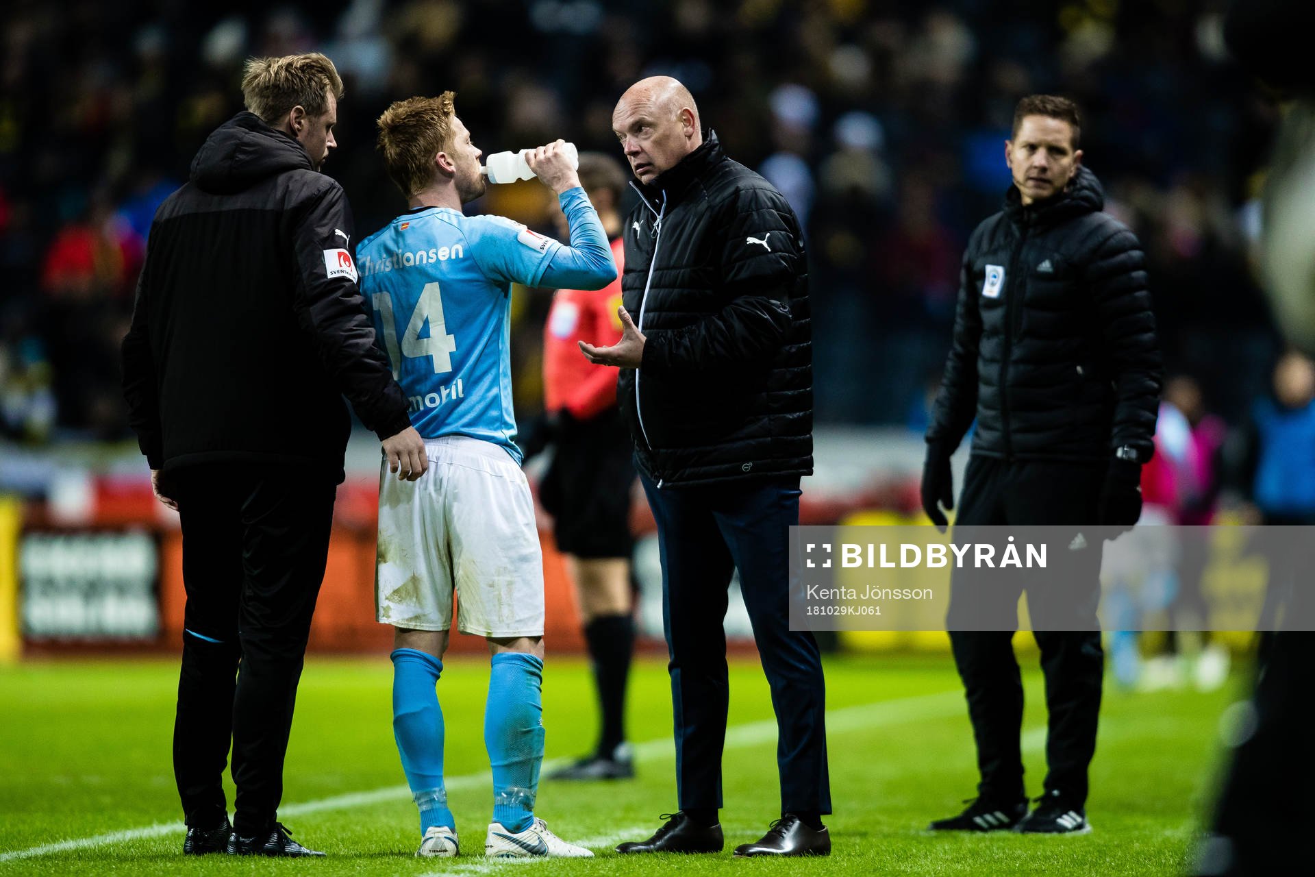 Malmö FFs tränare Uwe Rösler  med Anders Christiansen