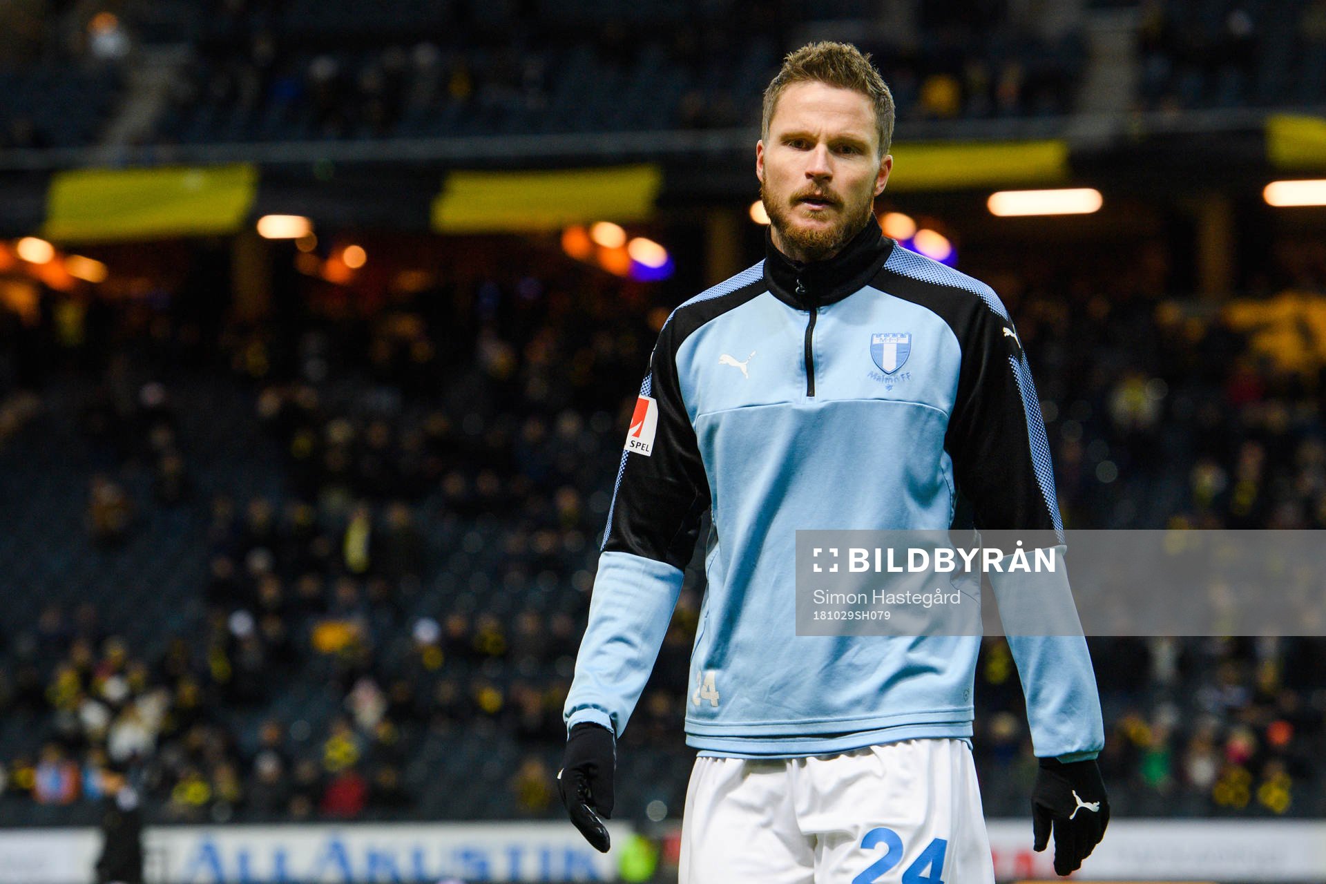 Malmö FFs Lasse Nielsen före fotbollsmatchen i