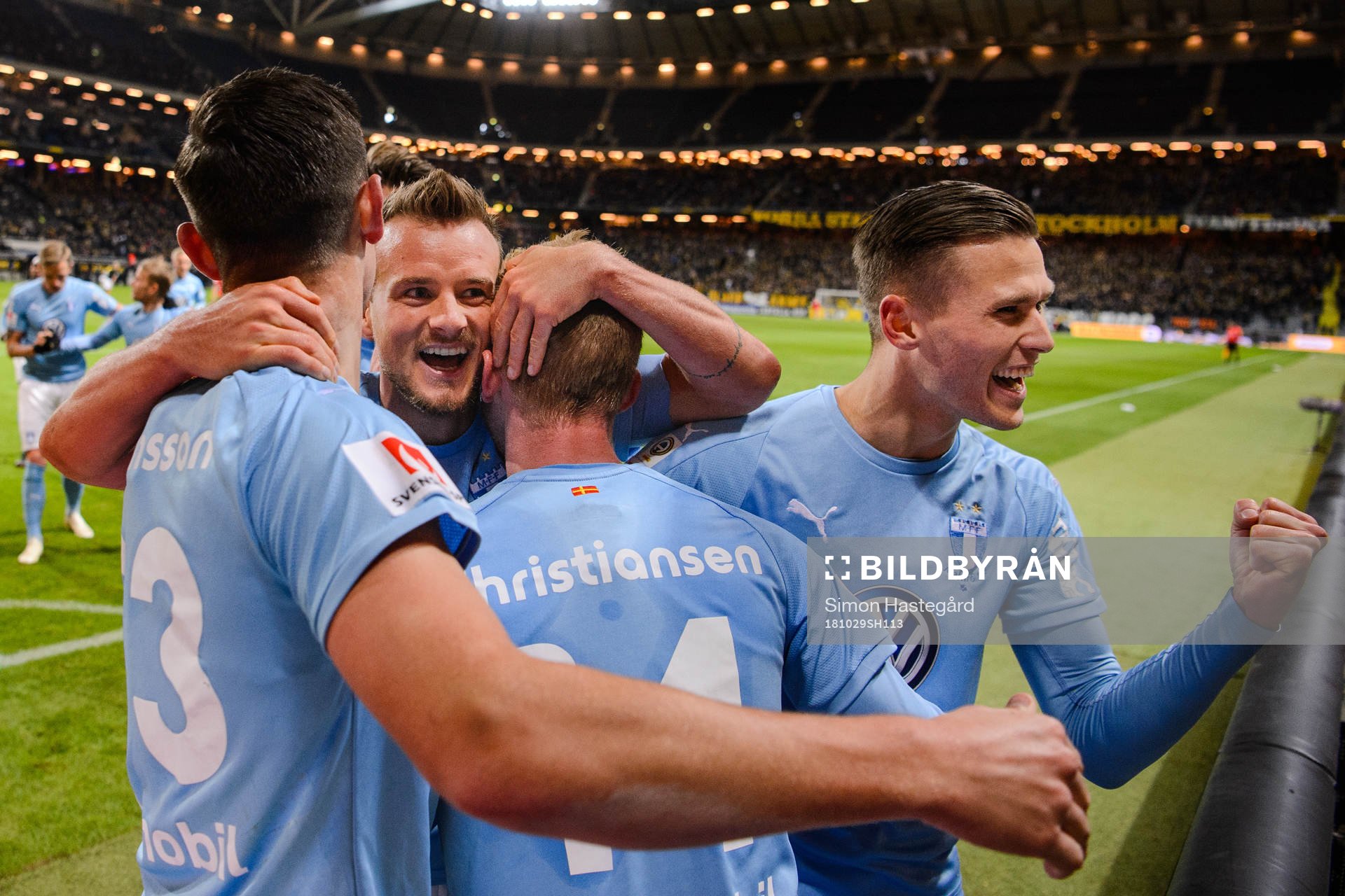 Malmö FFs Eric Larsson , Anders Christiansen och Marcus