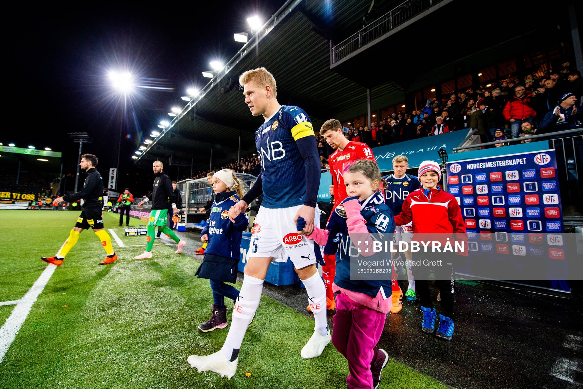 Jakob Glesnes of Strømsgodset enters the pitch