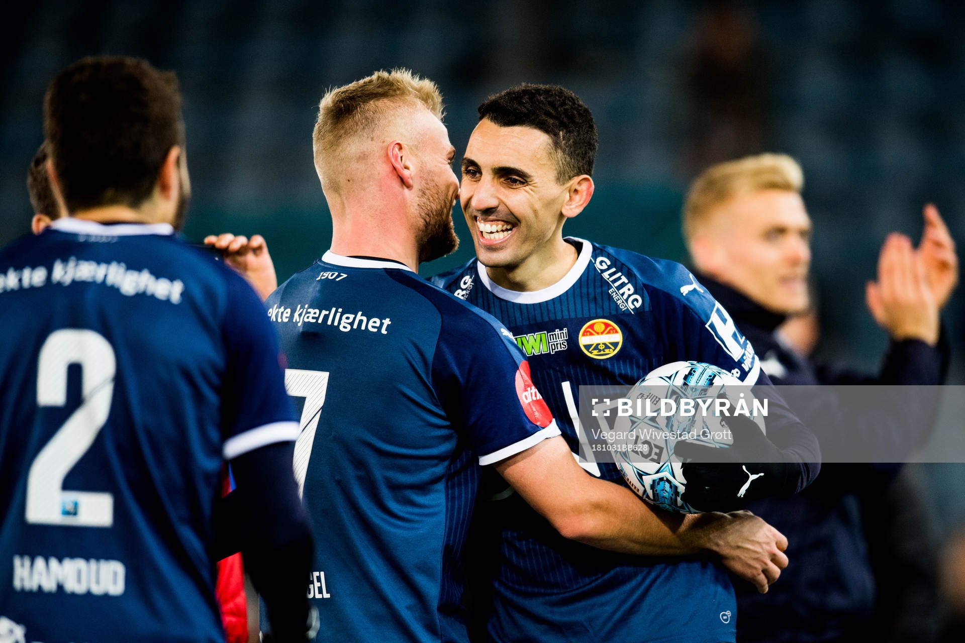 Mustafa Mos Abdellaoue of Strømsgodset celebrates