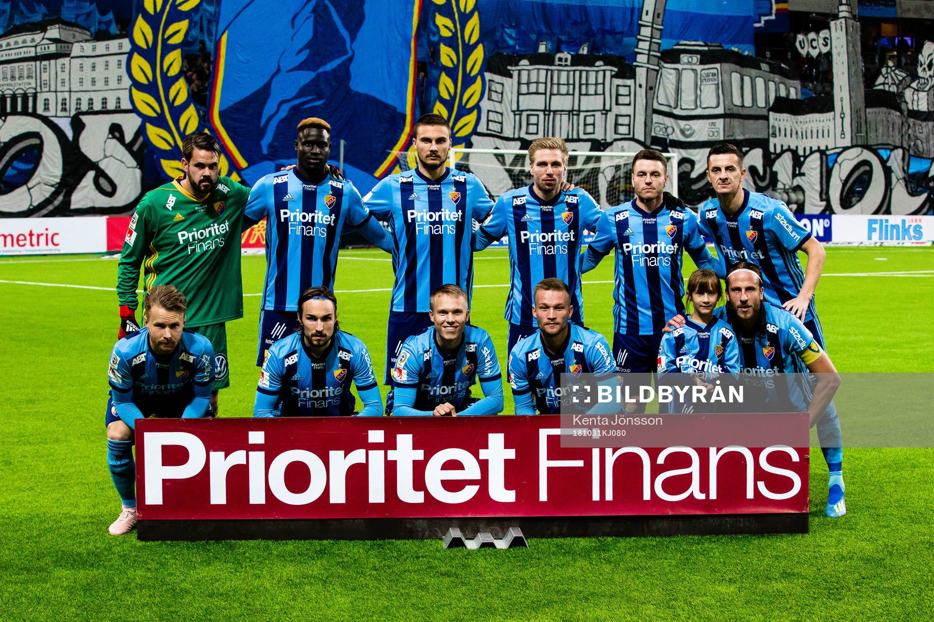 Djurgårdens startelva innan fotbollsmatchen i Allsvenskan