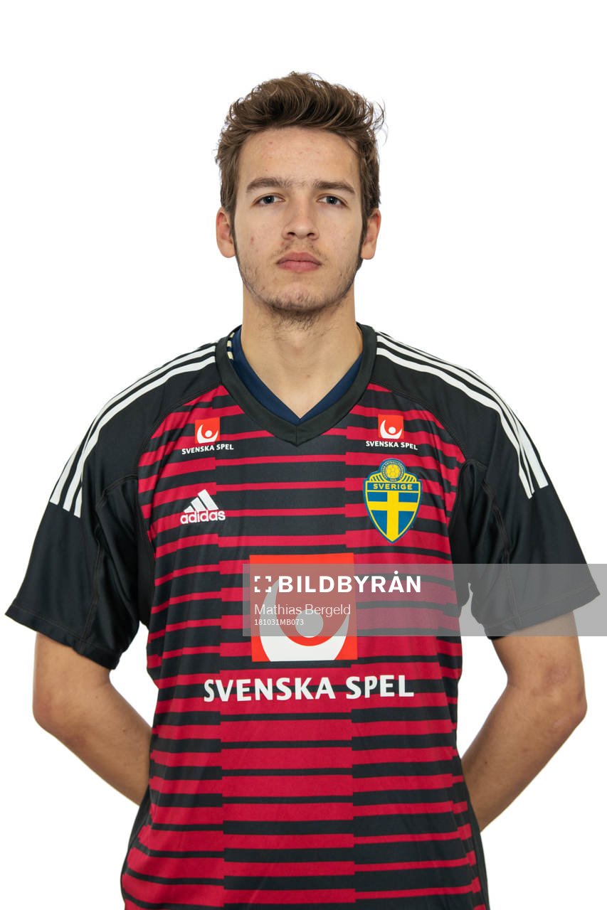 Malte Olsson, målvakt, i Sveriges P19-landslag i futsal