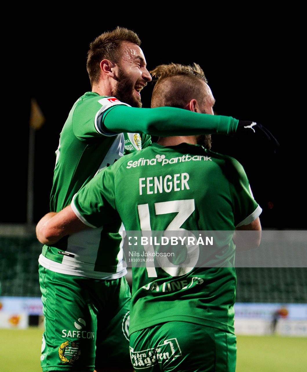 Hammarbys Mads Fenger Nielsen och Muamer Tankovic jublar