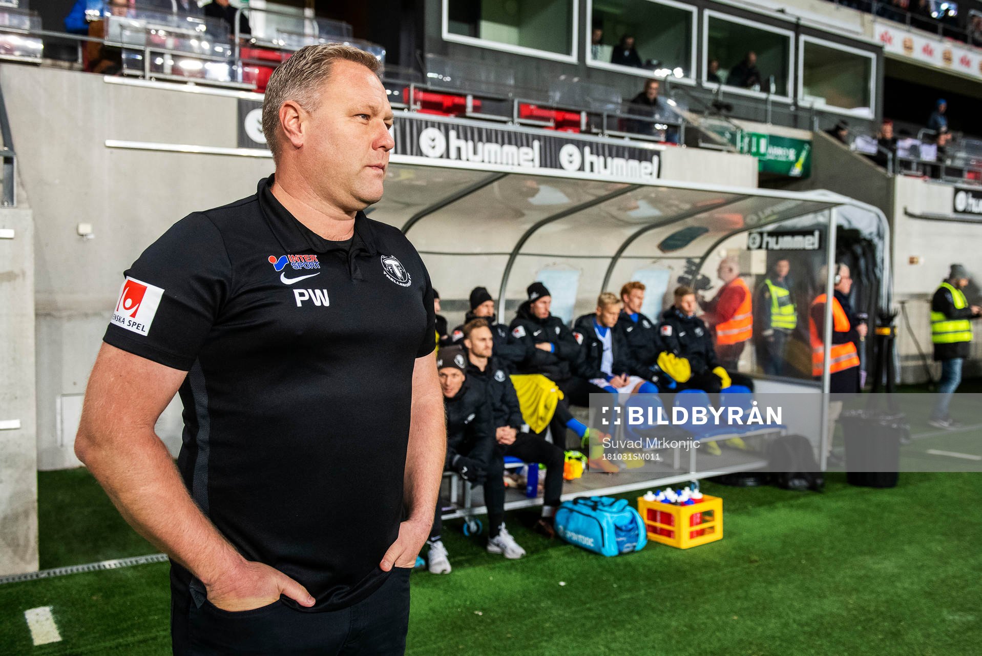 Trelleborgs tränare Patrick Winqvist under fotbollsmatchen i Allsvenskan mellan Kalmar och Trelleborg den 31 oktober 2018 i Kalmar.