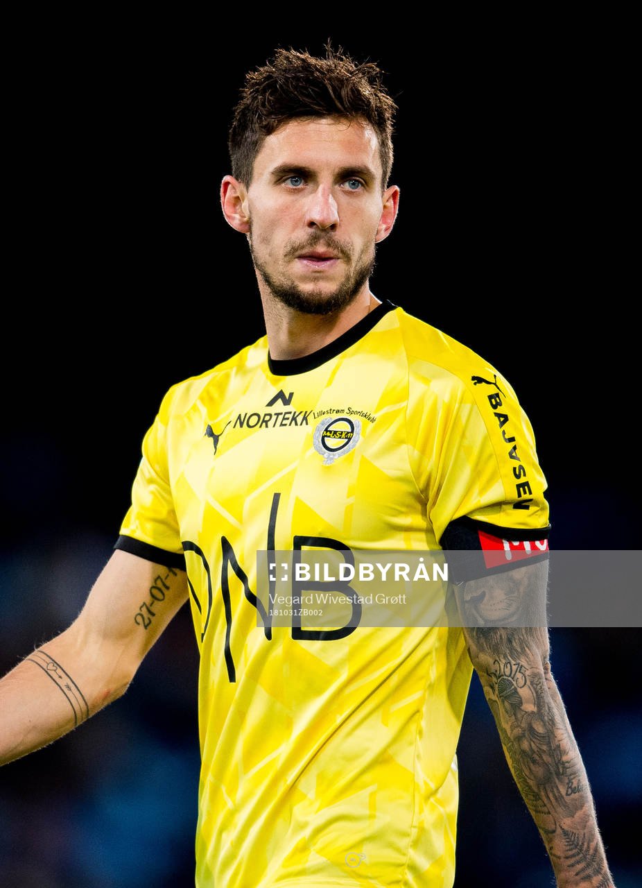Daniel Alexander Pedersen of Lillestrøm during the cup match between Strømsgodset and Lillestrøm on October 31, 2018 in Drammen.