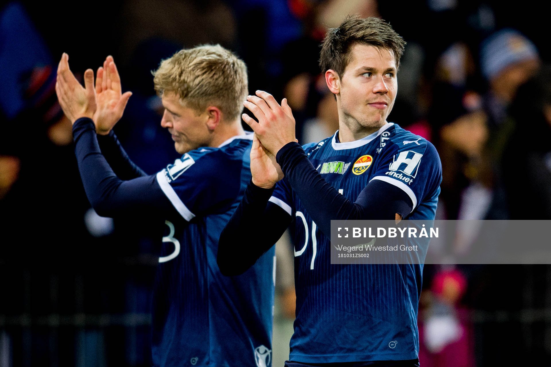 Lars Vilsvik and Jonathan Parr of Strømsgodset celebrate