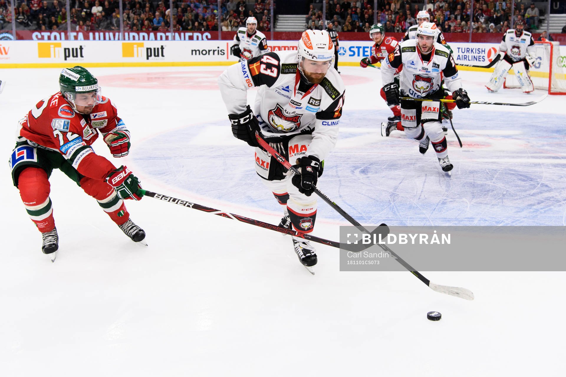 Frölundas Patrik Carlsson och Malmö Redhawks Nichlas Hardt