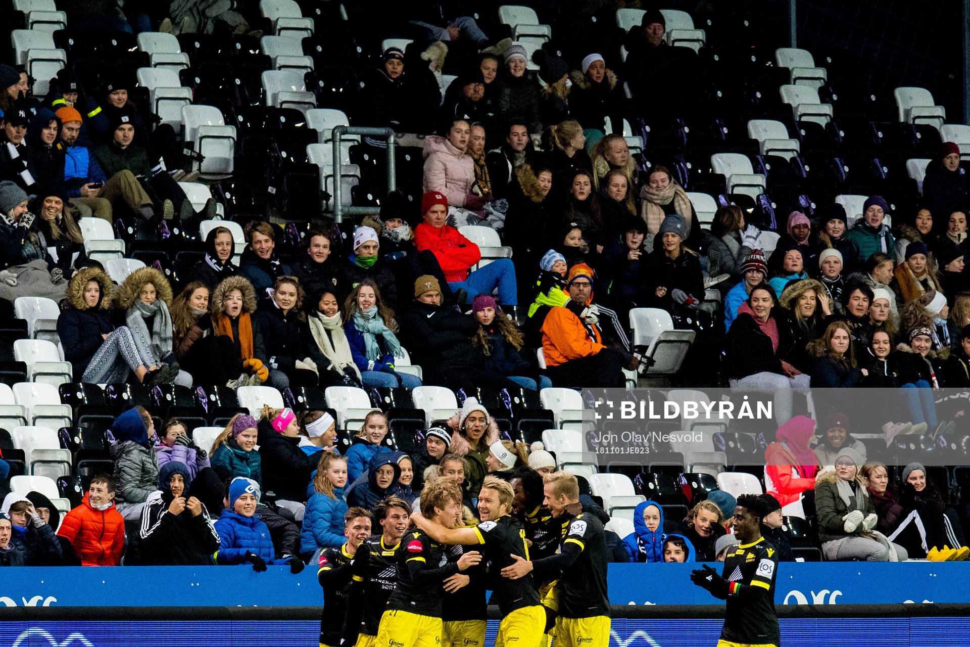 Niklas Sandberg of Start celebrates with teammates