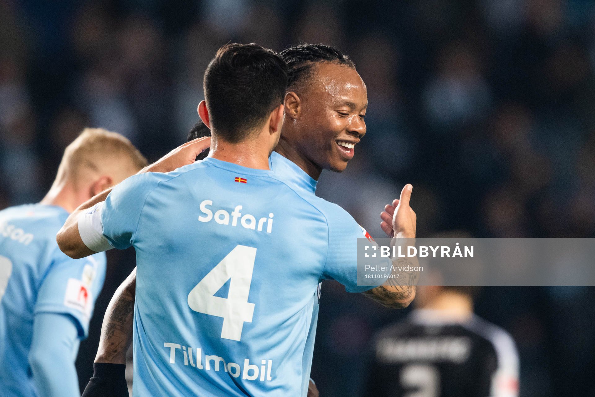 Malmö FFs Carlos Strandberg jublar efter att han gjort 2-0 under fotbollsmatchen i Allsvenskan mellan Malmö FF och Örebro den 1 november 2018 i Malmö.
