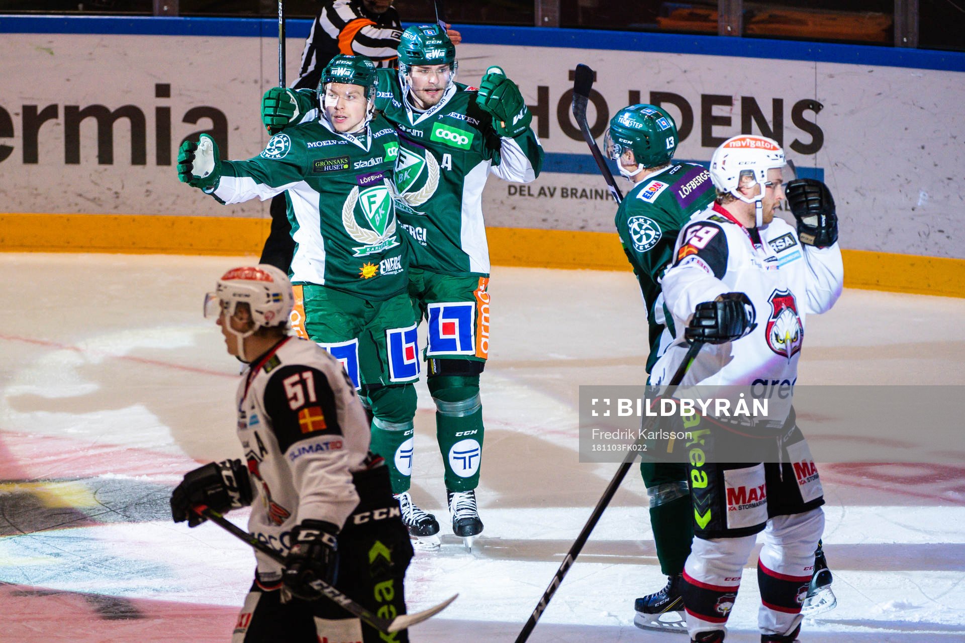Färjestads Oskar Steen och Färjestads Linus Johansson