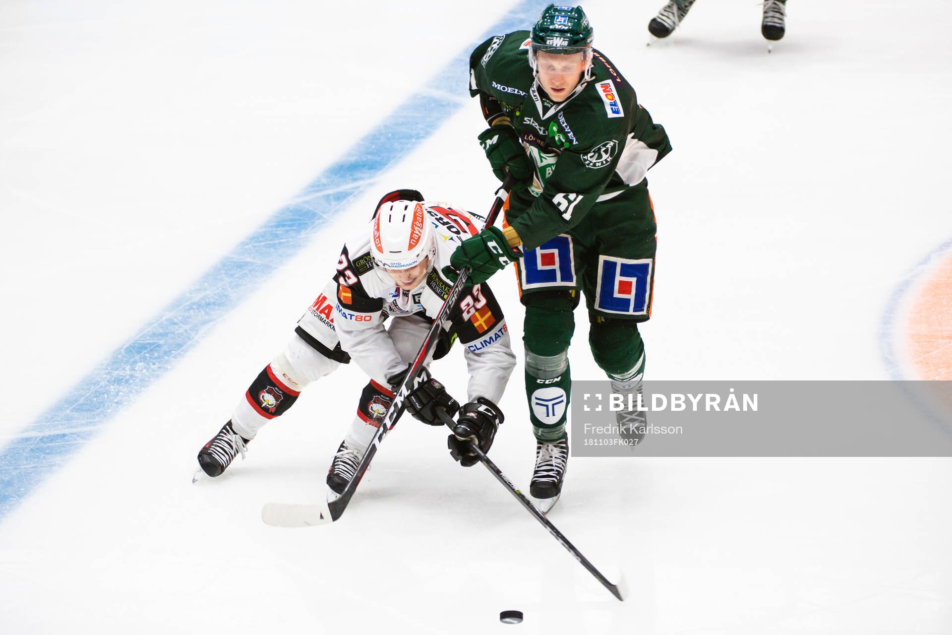 Malmö Redhawks Christoffer Forsberg och Färjestads Johan