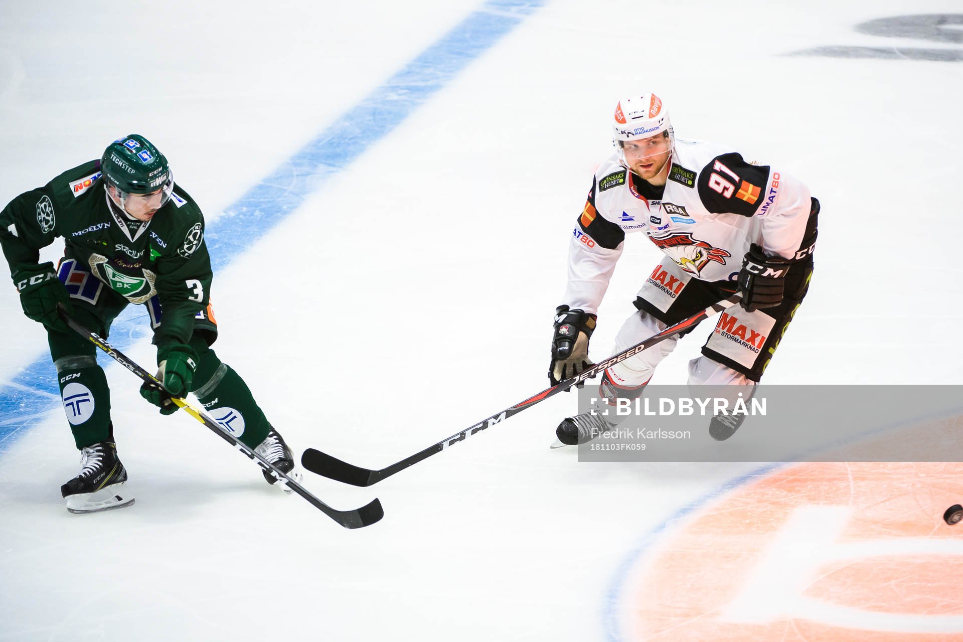 Färjestads Jens Westin och Malmö Redhawks Max Görtz