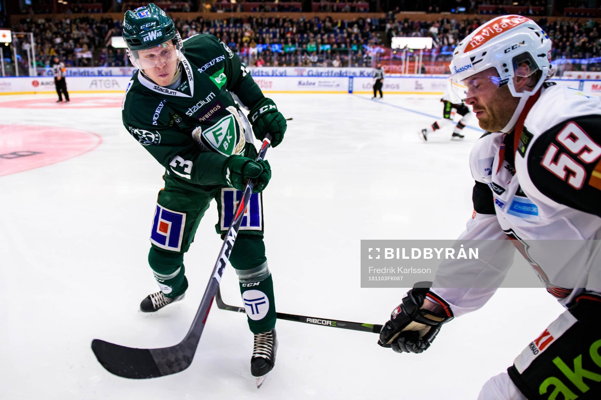 Färjestads Daniel Viksten och Malmö Redhawks Anton