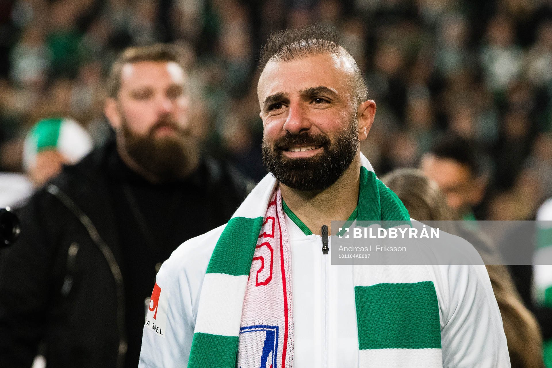 Hammarbys Kennedy Bakircioglu under en hyllningsceremoni efter fotbollsmatchen i Allsvenskan mellan Hammarby och Häcken den 4 november 2018 i Stockholm.