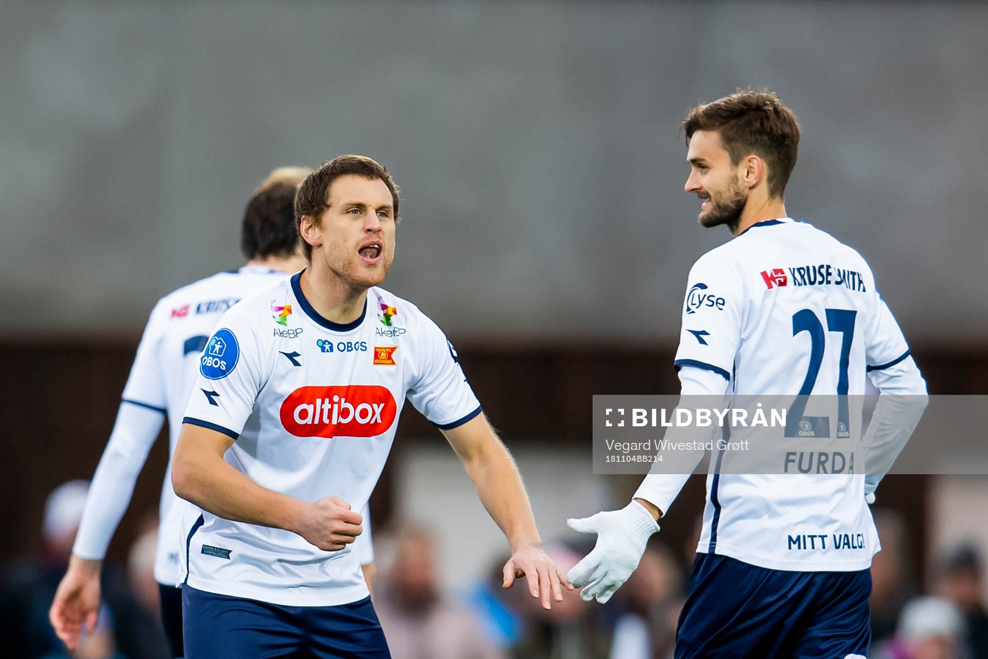 Tommy Høiland of Viking celebrates after scoring 1-1 during the OBOS-ligaen match between Mjøndalen and Viking on November 4, 2018 in Mjøndalen.