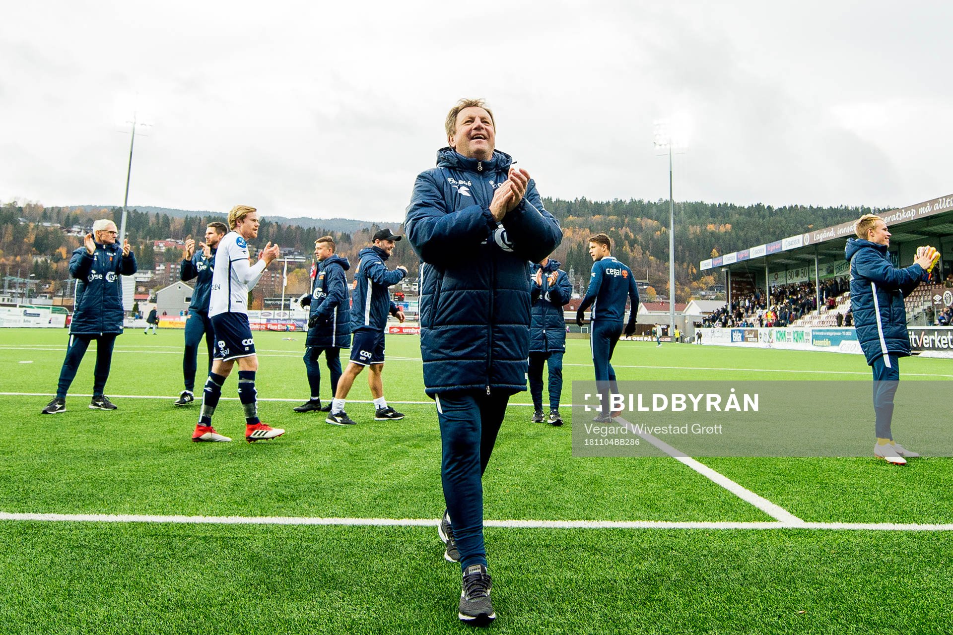 Bjarne Berntsen, head coach of Viking, celebrates