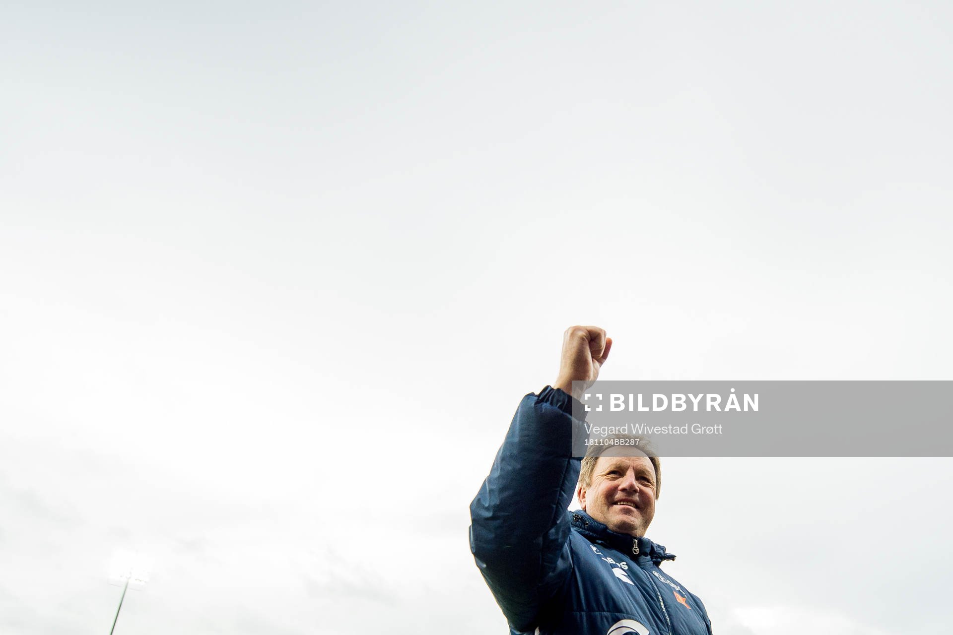 Bjarne Berntsen, head coach of Viking, celebrates