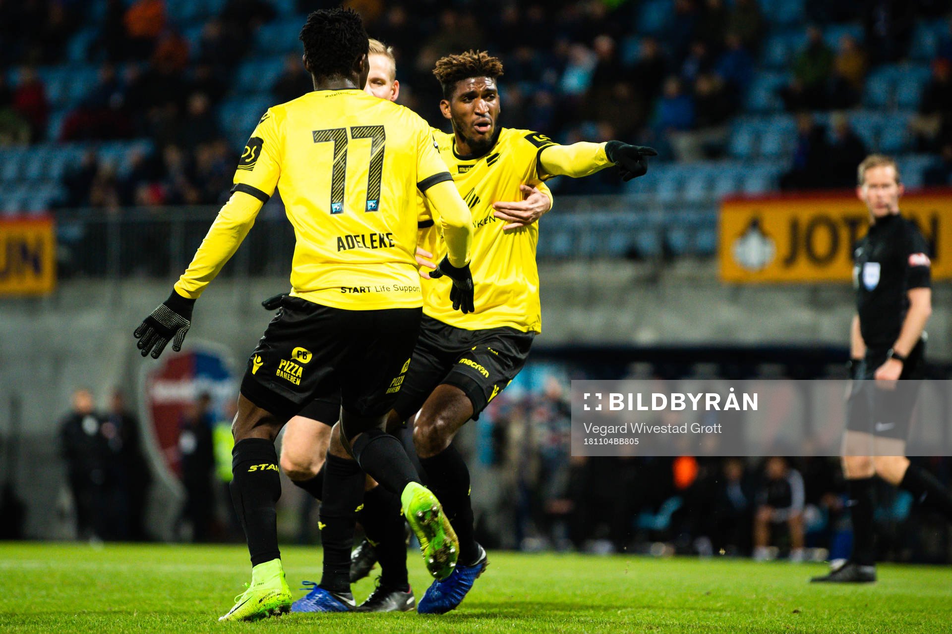 Damion Lowe of Start celebrates