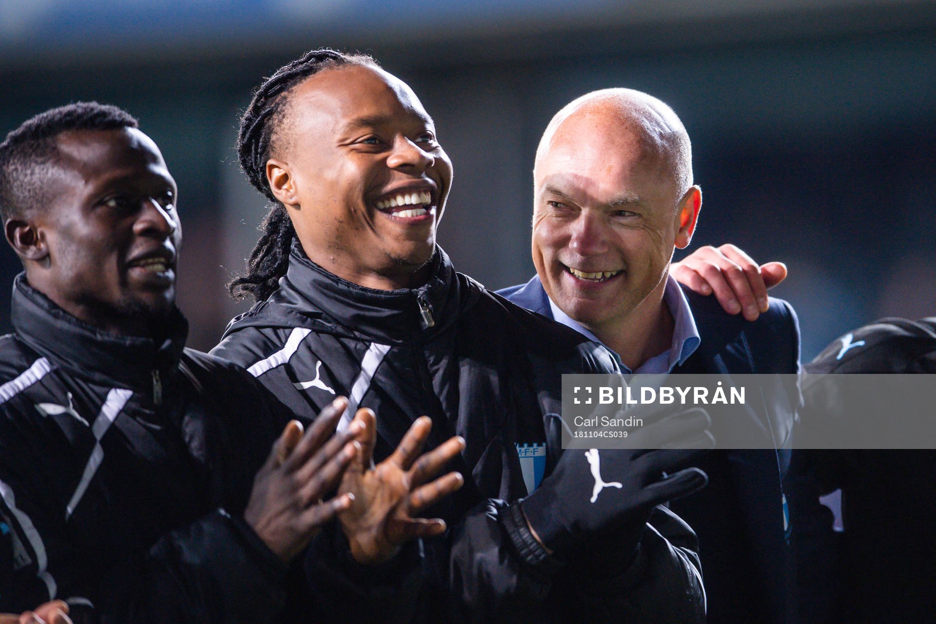 Malmö FFs Carlos Strandberg och tränare Uwe Rösler