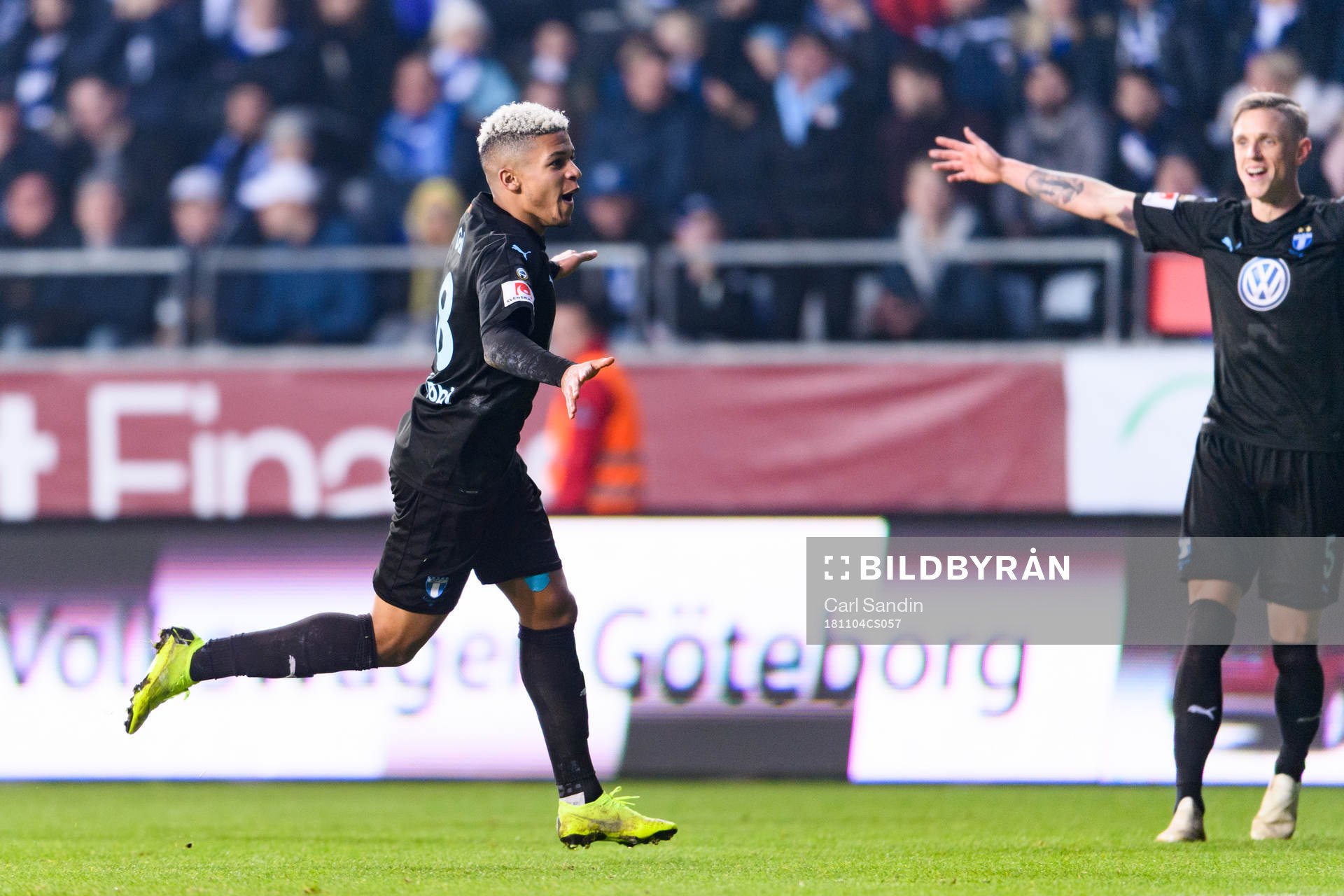 Malmö FFs Romain Gall jublar efter att han gjort 0-1 under fotbollsmatchen i Allsvenskan mellan IFK Göteborg och Malmö FF den 4 november 2018 i Göteborg.