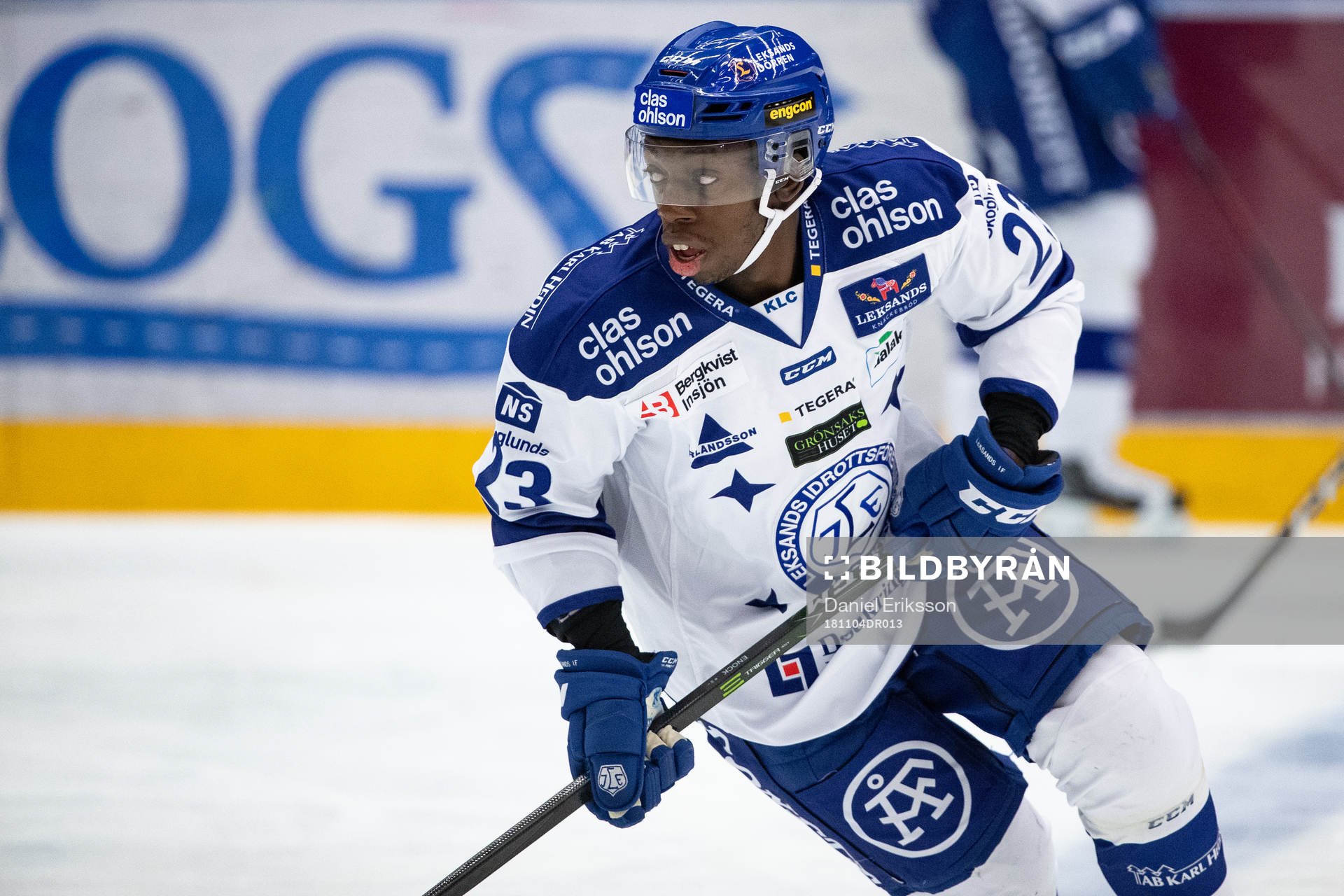 Leksands Hugo Enock vid uppvärmningen
