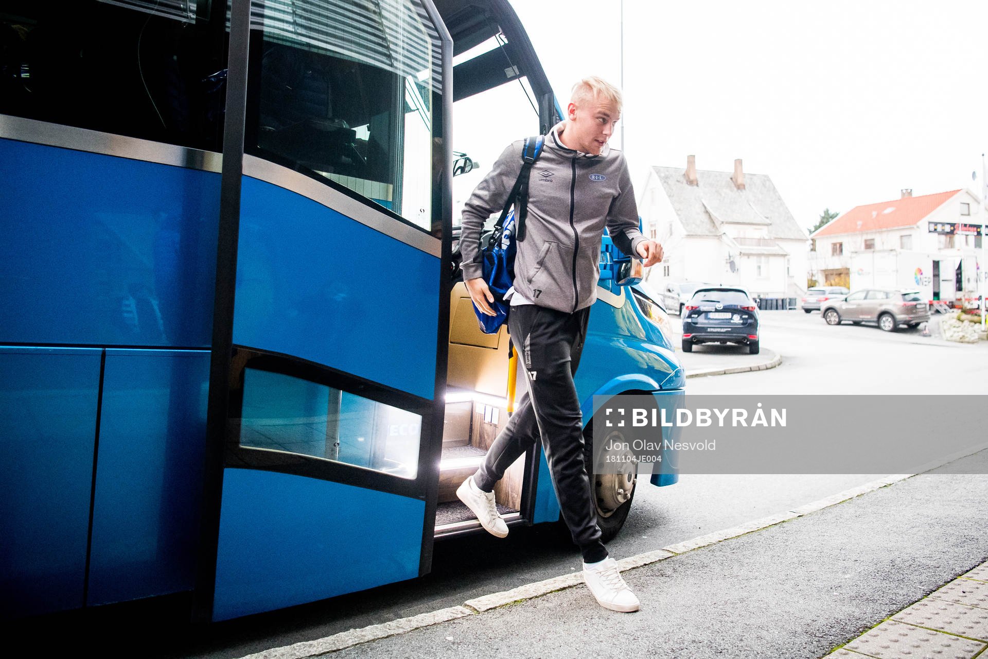 Sondre Sørløkk of Ranheim arrives ahead of the Eliteserien match between Haugesund and Ranheim on November 4, 2018 in Haugesund.