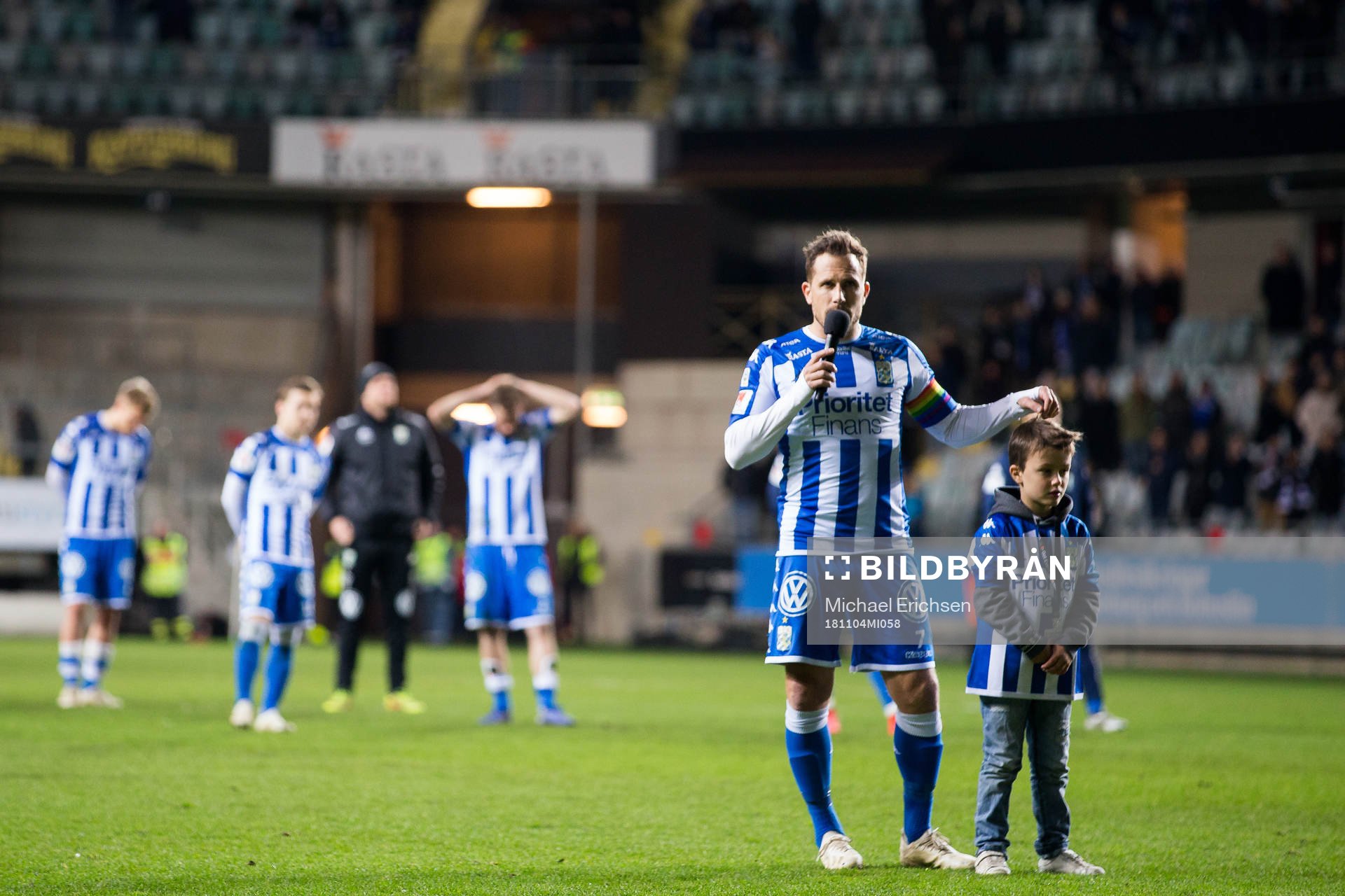 IFK Göteborgs Tobias Hysén håller ett tal till publiken