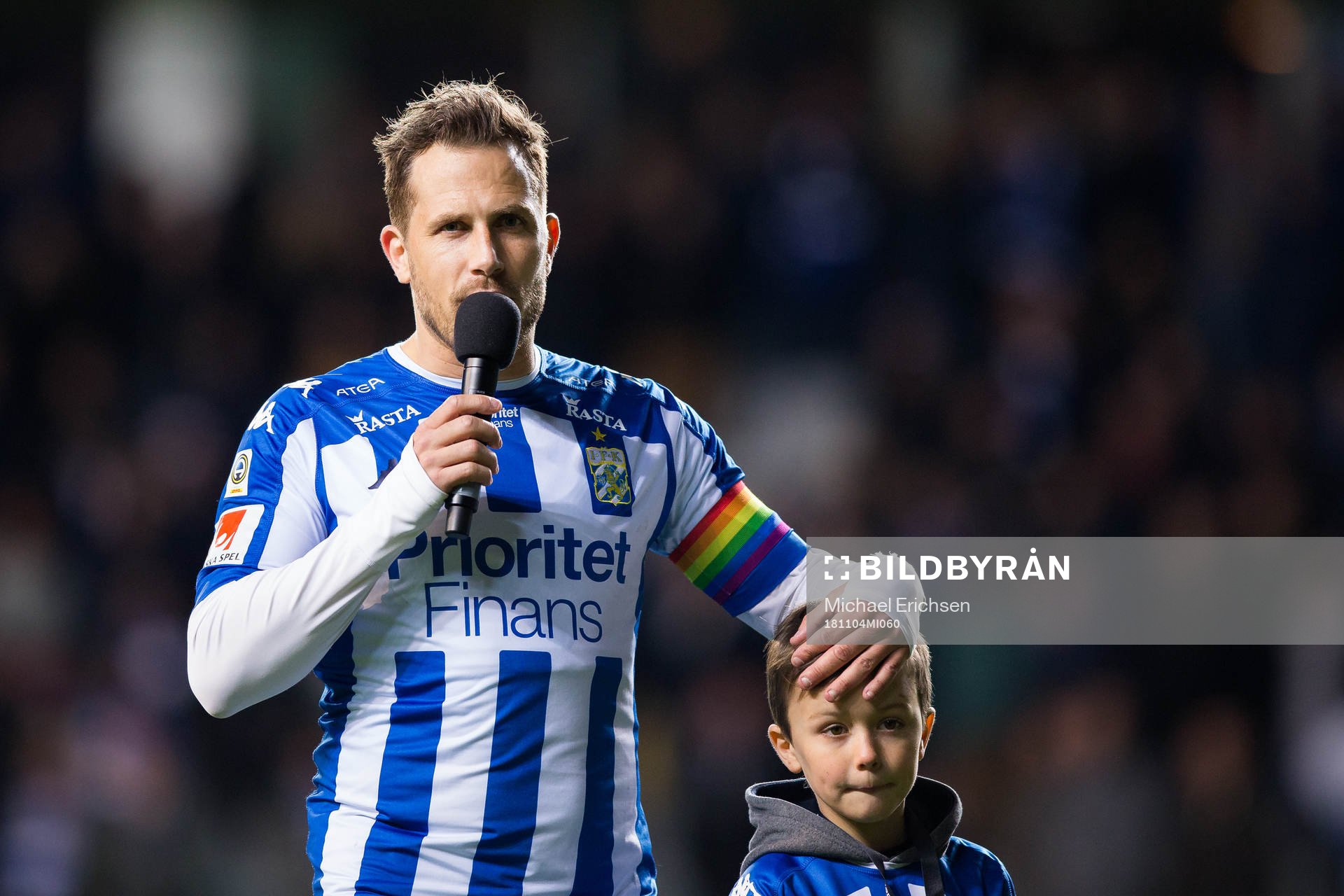IFK Göteborgs Tobias Hysén håller ett tal till publiken