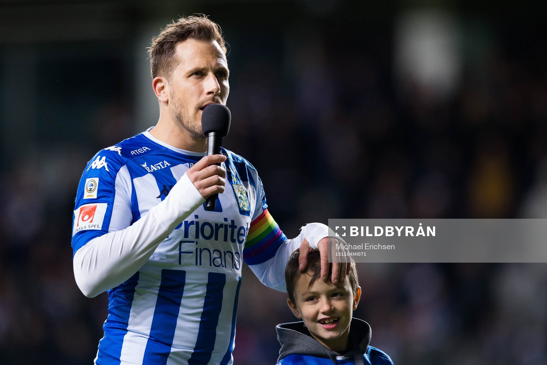 IFK Göteborgs Tobias Hysén håller ett tal till publiken