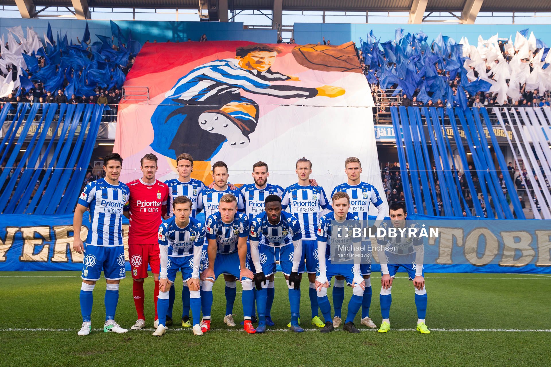 IFK Göteborgs startelva uppe fr.v. David Boo Wiklander,