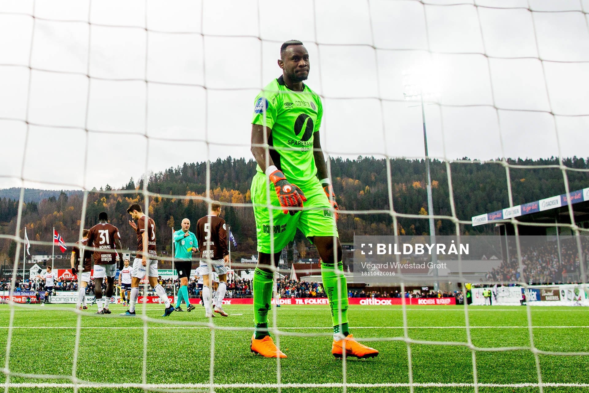 Goalkeeper Georges Bokwé of Mjøndalen looks dejected