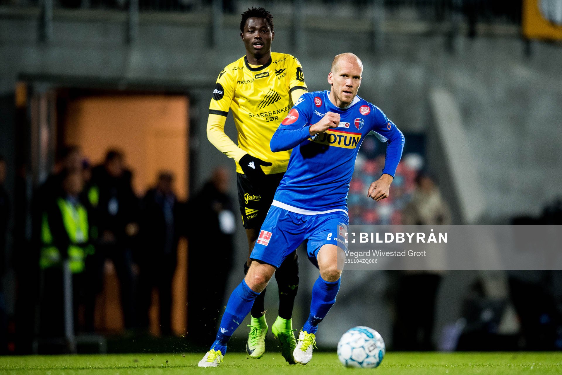 Adeleke Akinyemi of Start and Lars Grorud of Sandefjord