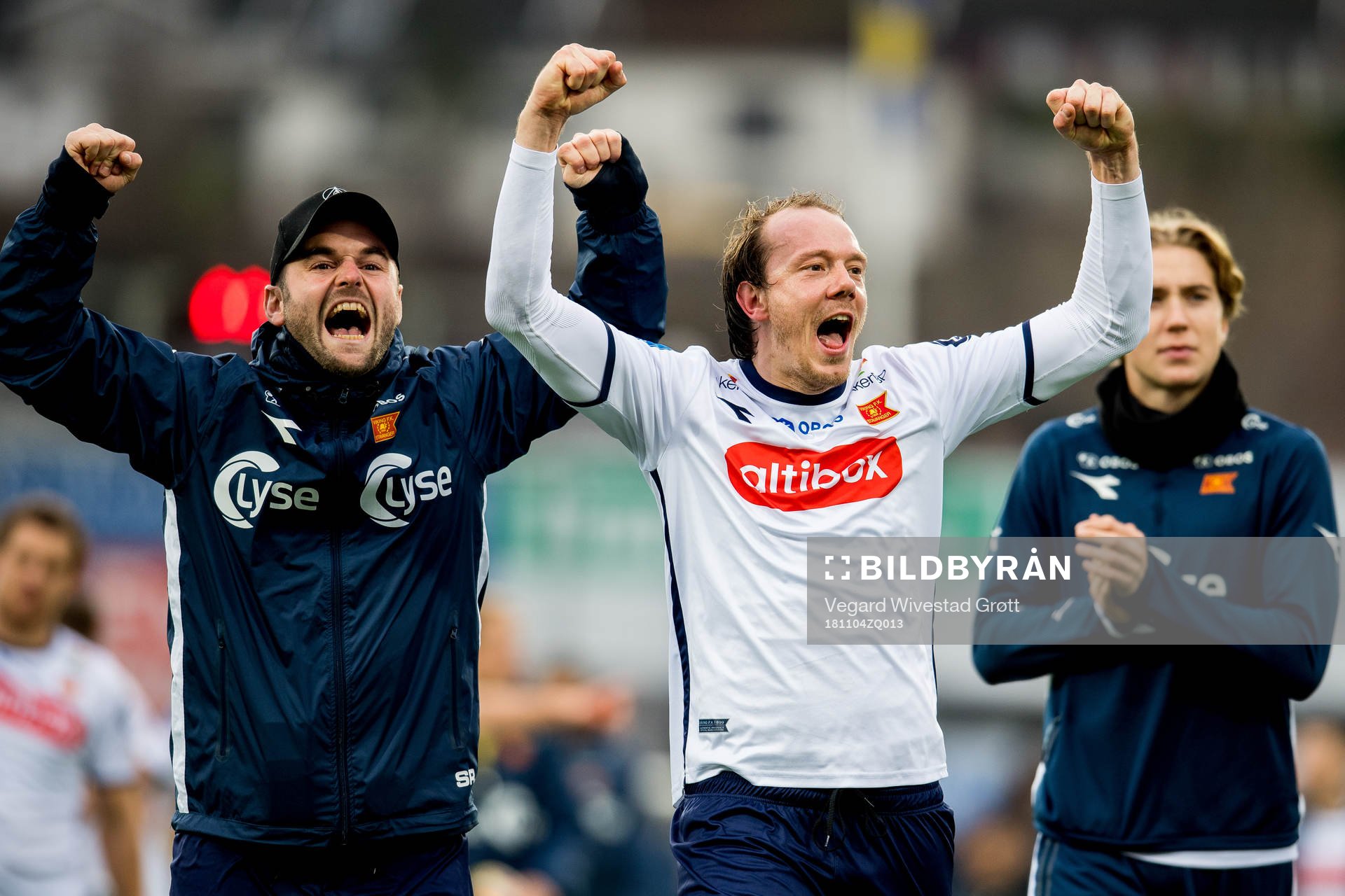 Rolf Daniel Vikstøl of Viking celebrates after the OBOS-ligaen match between Mjøndalen and Viking on November 4, 2018 in Mjøndalen.