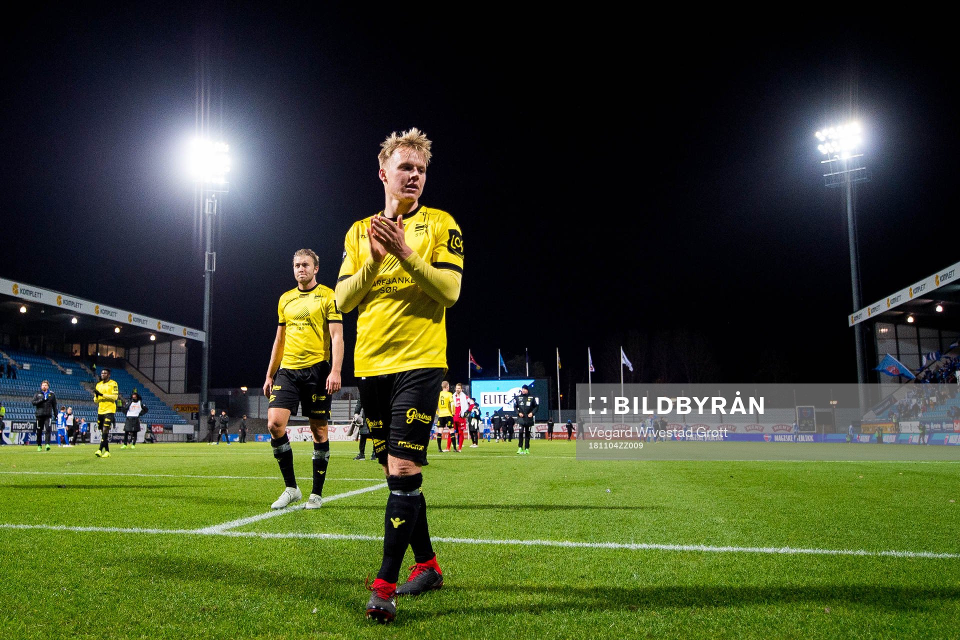 Elliot Käck of Start after the Eliteserien match between Sandefjord and Start on November 4, 2018 in Sandefjord.