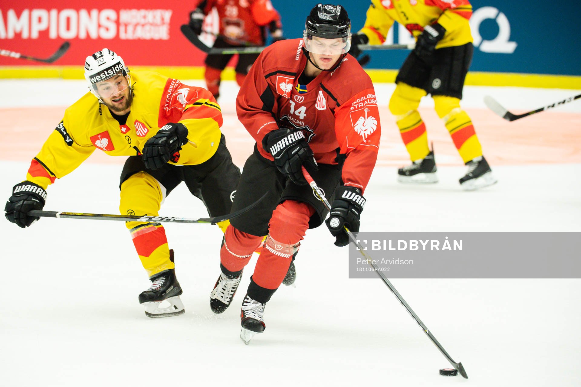 Tristan Scherwey of Bern and Carl-Johan Lerby of Malmö