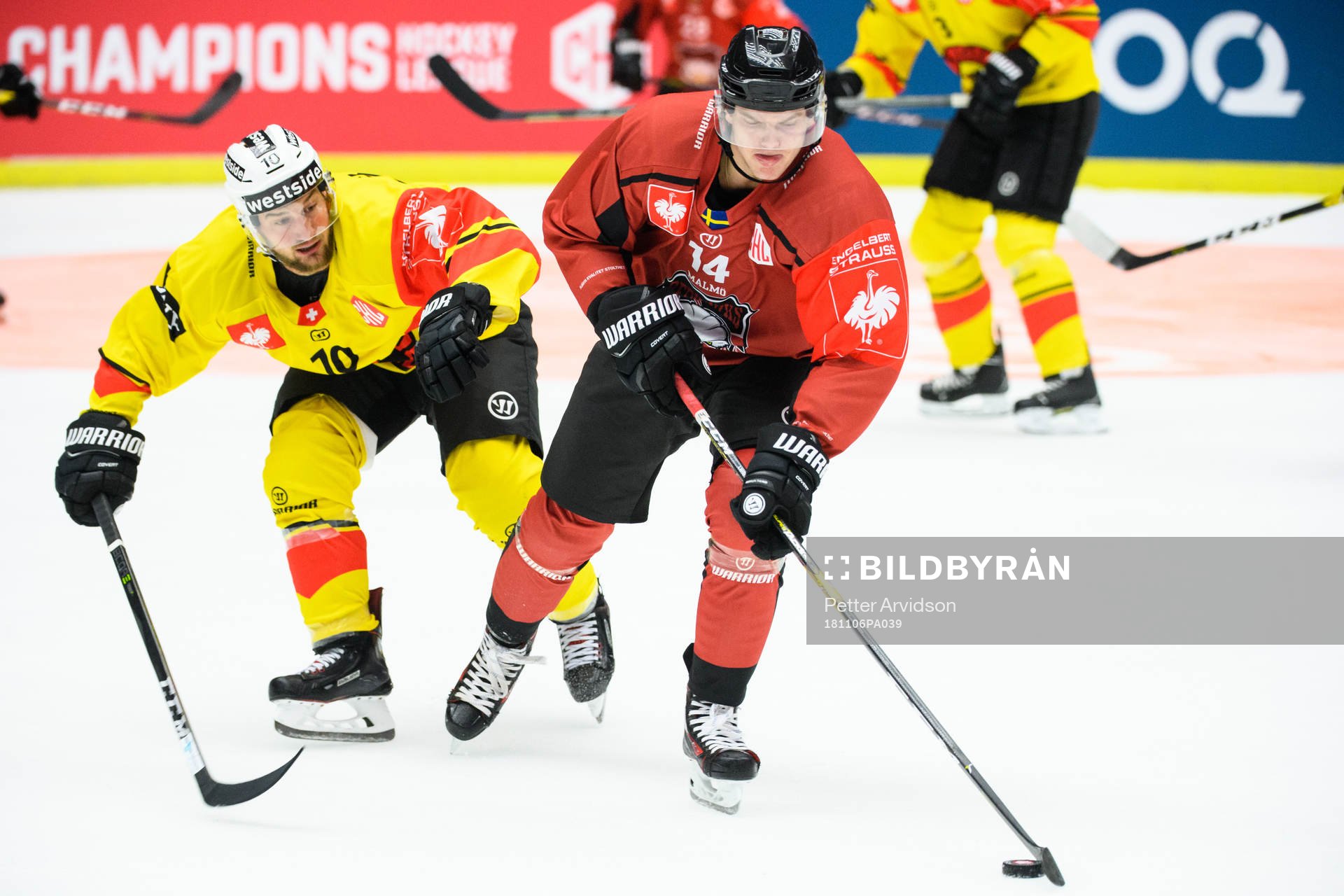 Tristan Scherwey of Bern and Carl-Johan Lerby of Malmö