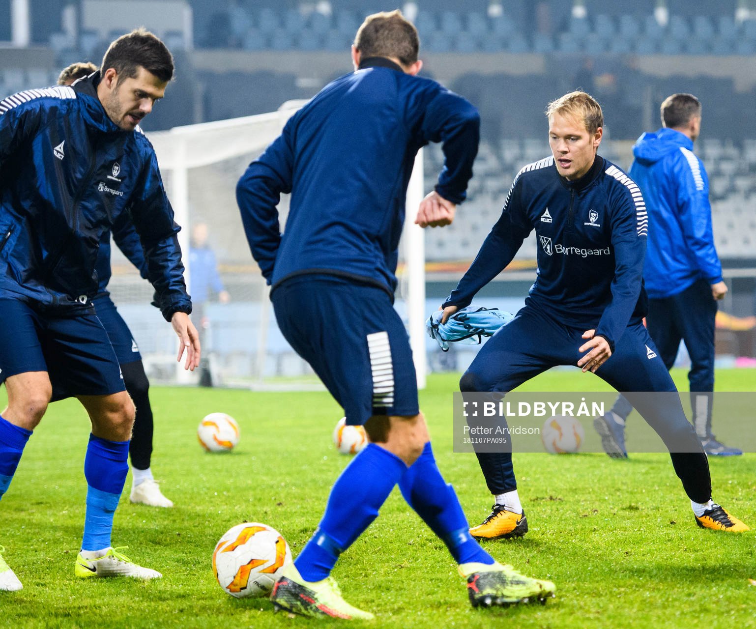 Joachim Thomassen and Matti Lund Nielsen of Sarpsborg 08 during a training session ahead of the Europa league match between Malmö FF and Sarpsborg 08 on November 7, 2018 in Malmö.