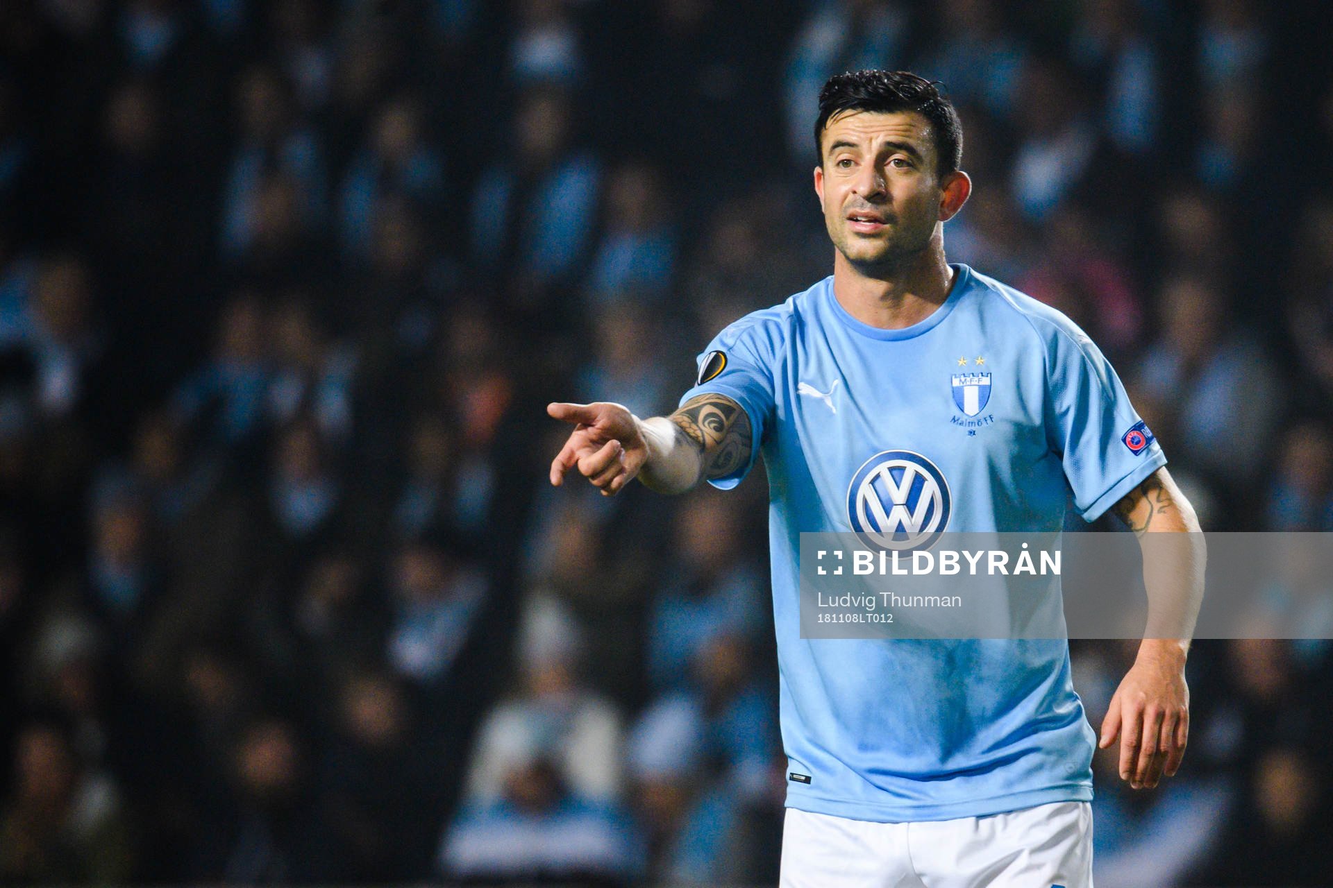 Behrang Safari of Malmö FF reacts