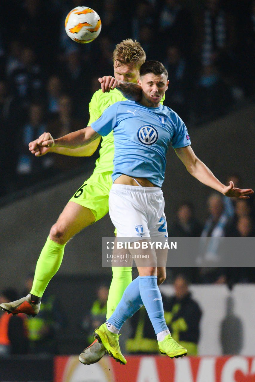Joonas Tamm of Sarpsborg 08 and Lasse Nielsen of Malmö FF