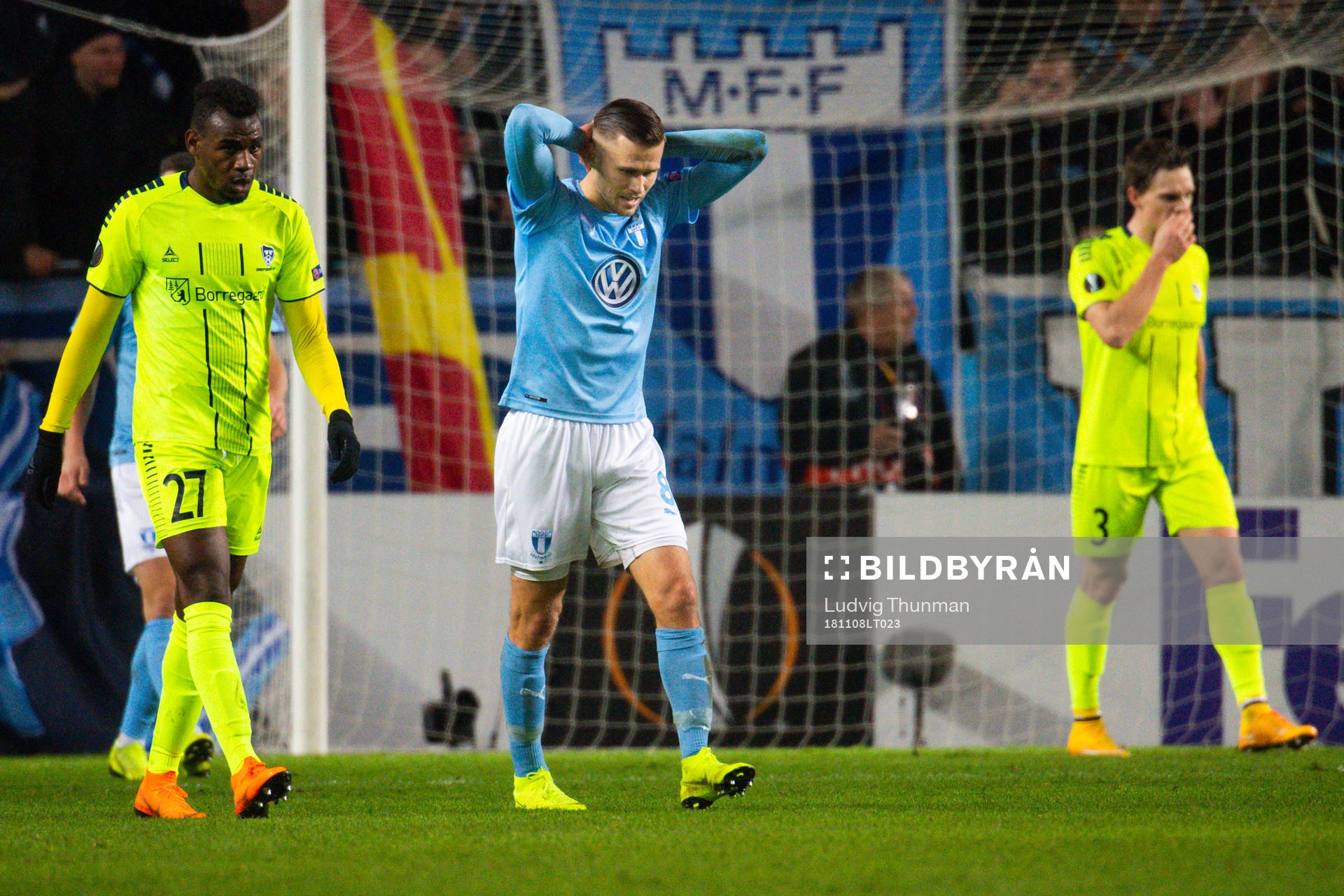 Arnór Ingvi Traustason of Malmö FF looks dejected next to