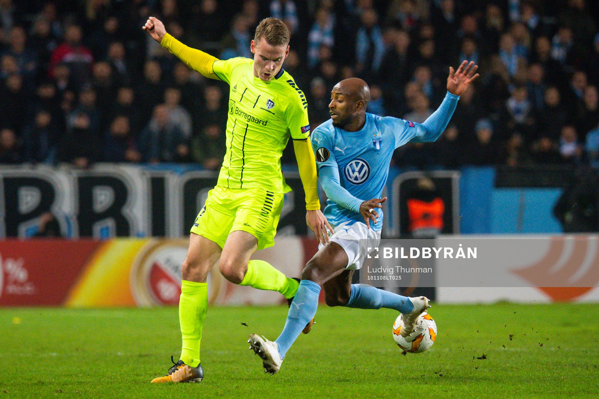 Jon-Helge Tveita Sarpsborg 08 and Fouad Bachirou of Malmö