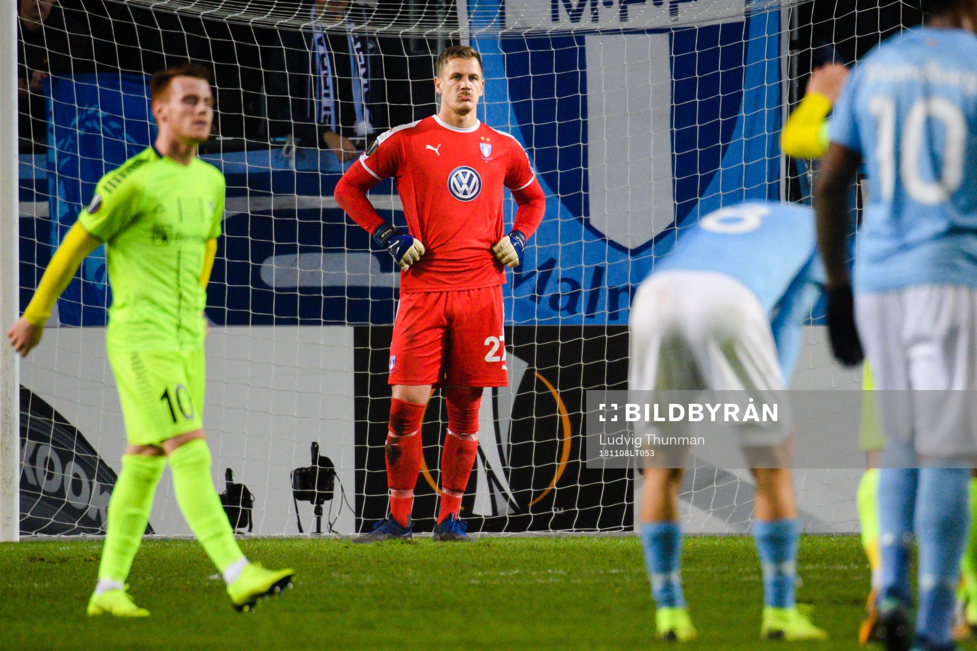 Goalkeeper Johan Dahlin of Malmö FF looks dejected