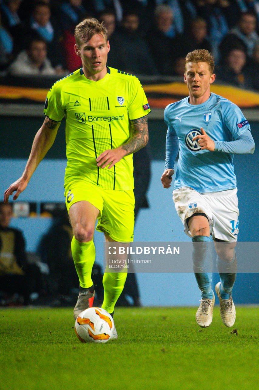 Joonas Tamm of Sarpsborg 08 and Anders Christiansen of
