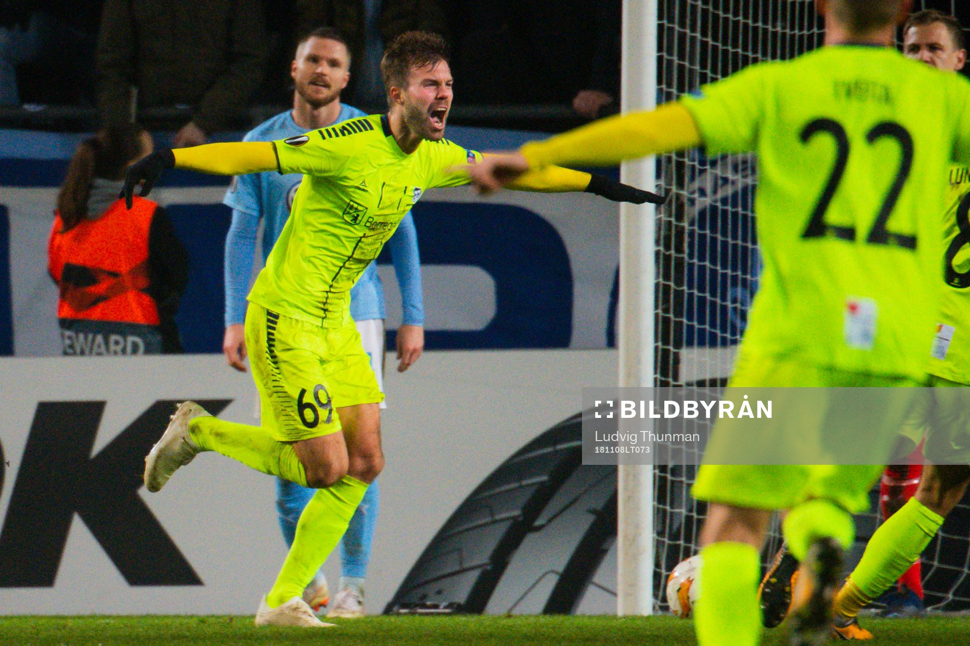 Patrick Mortensen of Sarpsborg 08 celebrates